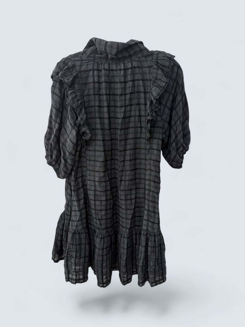 Free People Elora Mini Dress Size XS Black Plaid - Picture 4 of 8